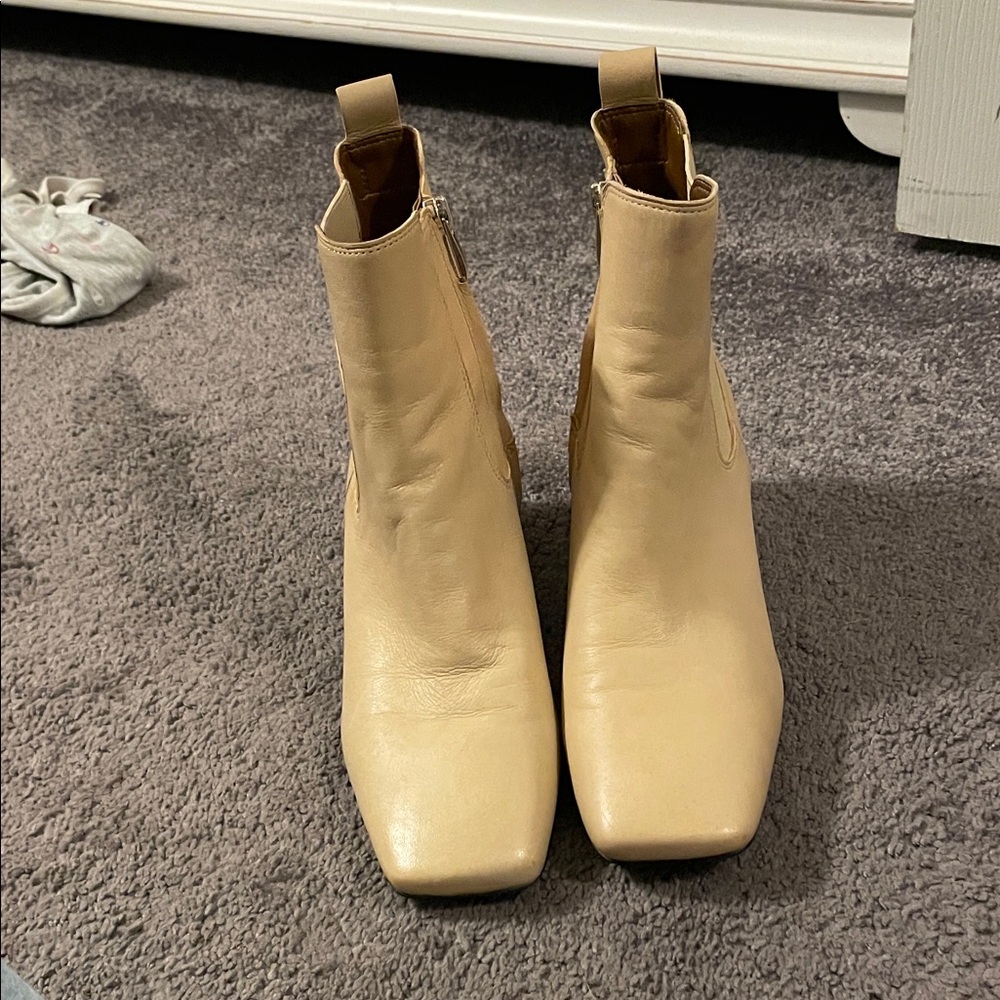 Franco Sarto Cream Ankle Booties